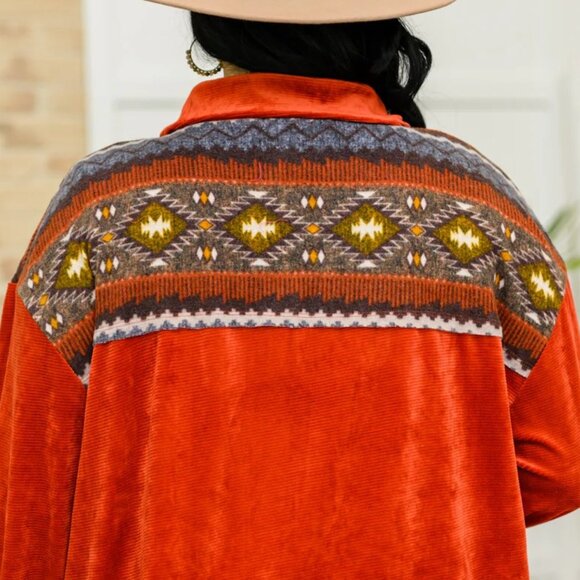 Cozy Cabin Days Open Front Sweater Burnt Orange - Picture 3 of 8